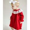 Lace Collar Dress, Red - Dresses - 3