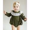 Lace Collar Bubble Romper, Green - Rompers - 2 - thumbnail