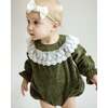 Lace Collar Bubble Romper, Green - Rompers - 3 - thumbnail
