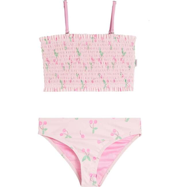 Mahala Smocked Cherry Bikini Swimsuit Pink