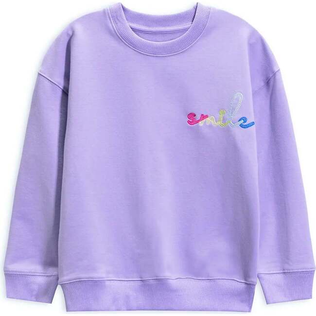 Smile Embroidered Sweatshirt Lavender