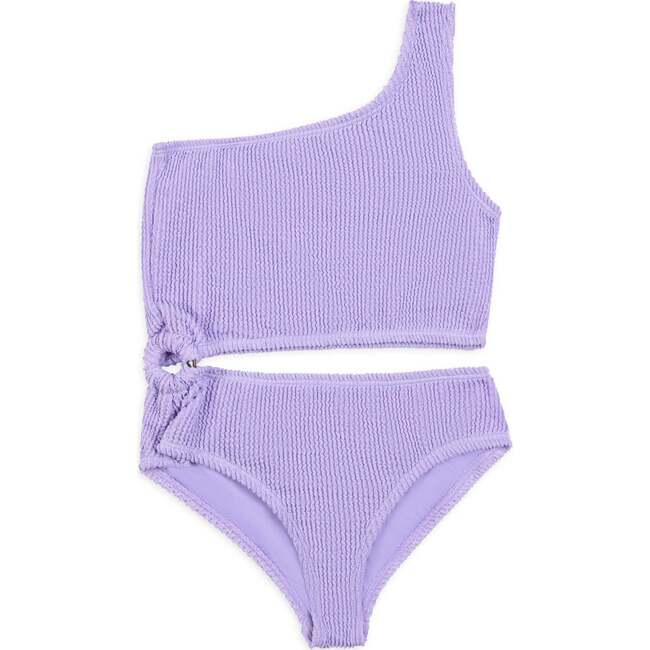 Dina Crinkle Side Cutout One Piece Swimsuit - Amethyst Amethyst