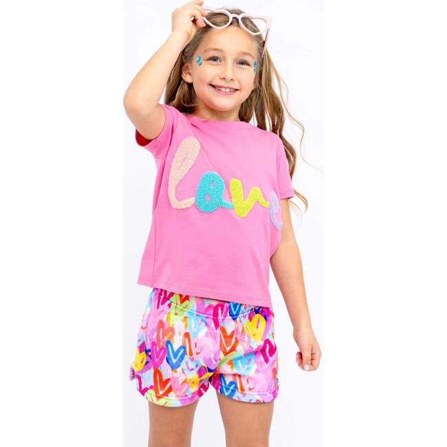Love Applique Short Sleeve Tee Fuchsia