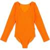 Erica - Crinkle Long Sleeve One Piece Swimsuit - Orange Orange - One Pieces - 1 - thumbnail