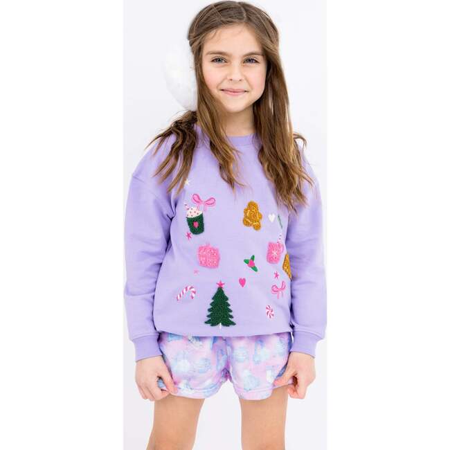 Christmas Motif Sweatshirt Lavender