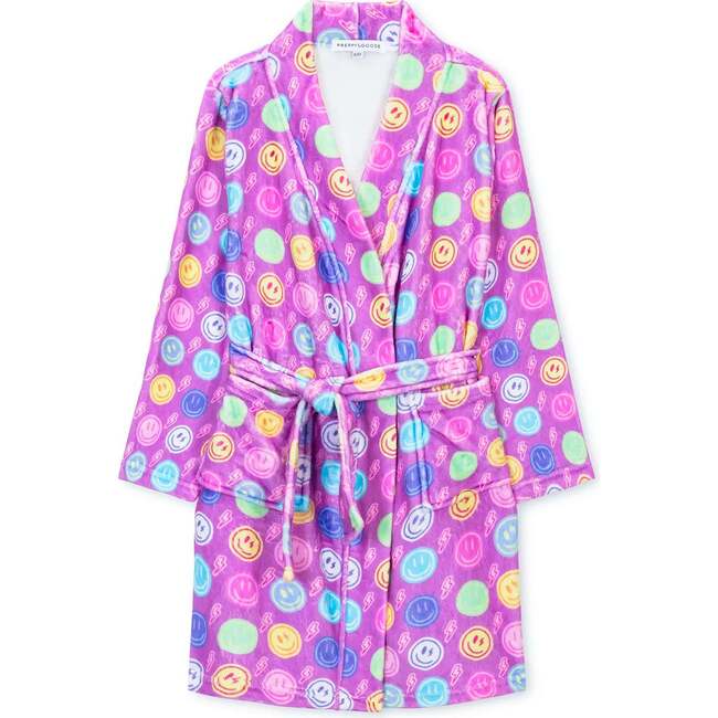 Smiley Faces Plush Robe MULTI
