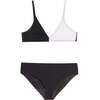 Fleur Crinkle Bikini Swimsuit - Black and White Black White - Two Pieces - 1 - thumbnail