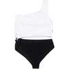 Dina Crinkle Side Cutout One Piece Swimsuit - Black and White Black White - One Pieces - 1 - thumbnail