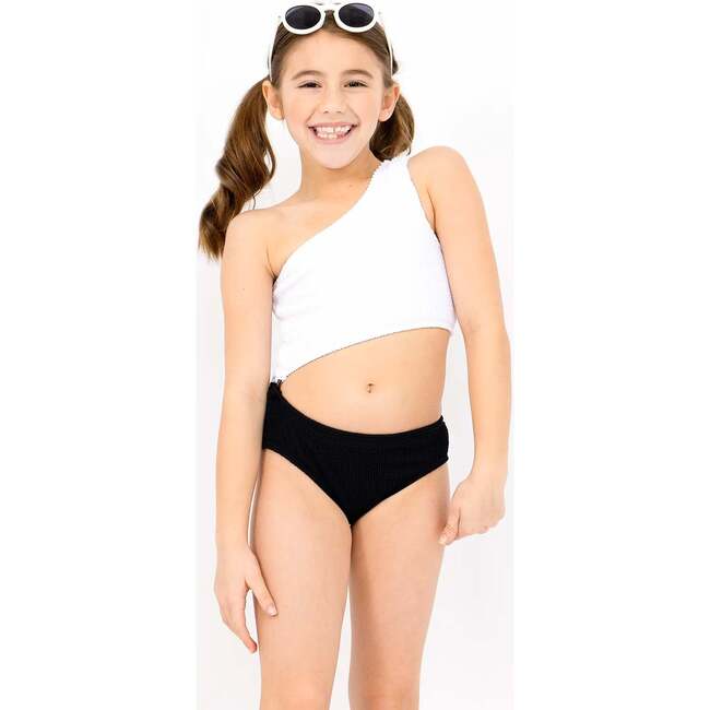 Dina Crinkle Side Cutout One Piece Swimsuit - Black and White Black White - One Pieces - 2