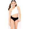 Dina Crinkle Side Cutout One Piece Swimsuit - Black and White Black White - One Pieces - 2 - thumbnail