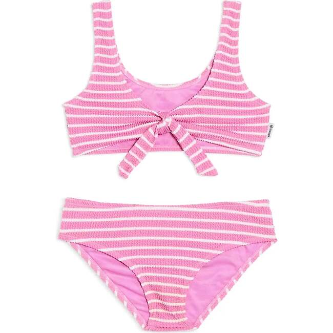 Izy Crinkle Tie Bikini Swimsuit - Pink Stripe Pink Stripe