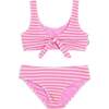 Izy Crinkle Tie Bikini Swimsuit - Pink Stripe Pink Stripe - Two Pieces - 1 - thumbnail