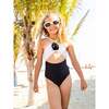 Eliana Rosette Halter One Piece Swimsuit - Black and White Black White - One Pieces - 2 - thumbnail
