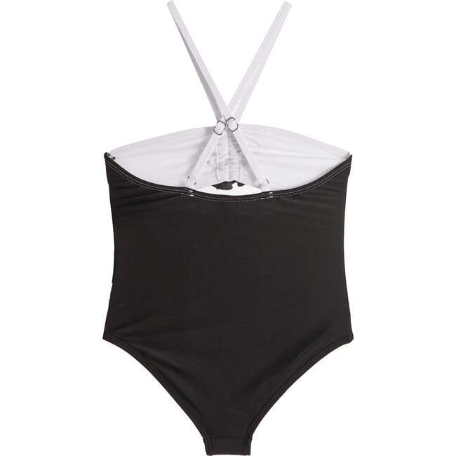 Eliana Rosette Halter One Piece Swimsuit - Black and White Black White - One Pieces - 3