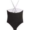 Eliana Rosette Halter One Piece Swimsuit - Black and White Black White - One Pieces - 3 - thumbnail