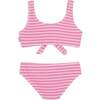 Izy Crinkle Tie Bikini Swimsuit - Pink Stripe Pink Stripe - Two Pieces - 3 - thumbnail