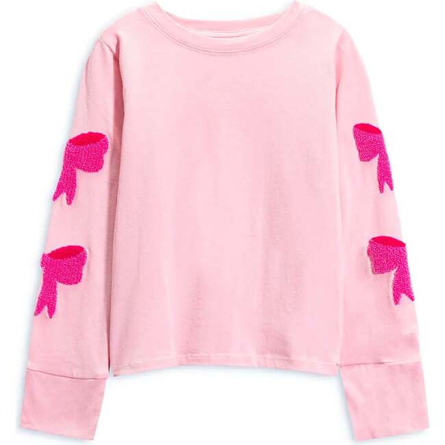 Bows Applique Long Sleeve Top Pink