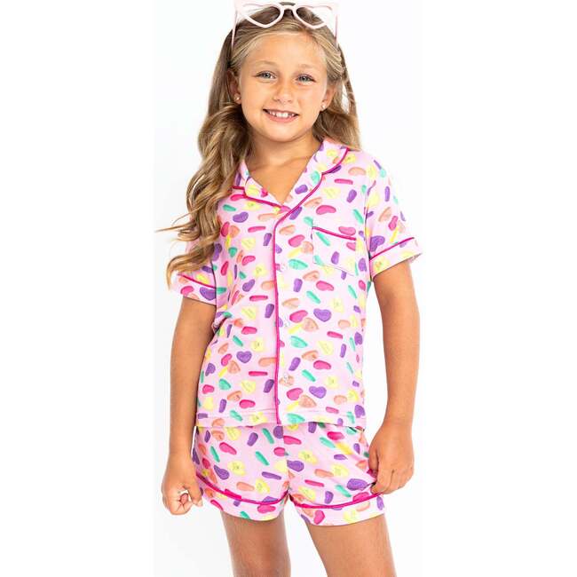 Candy Hearts Short Sleeve Pajama Set Pink