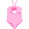 Eliana Rosette Halter One Piece Swimsuit - Pink Pink - One Pieces - 1 - thumbnail