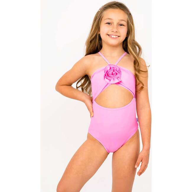 Eliana Rosette Halter One Piece Swimsuit - Pink Pink - One Pieces - 2