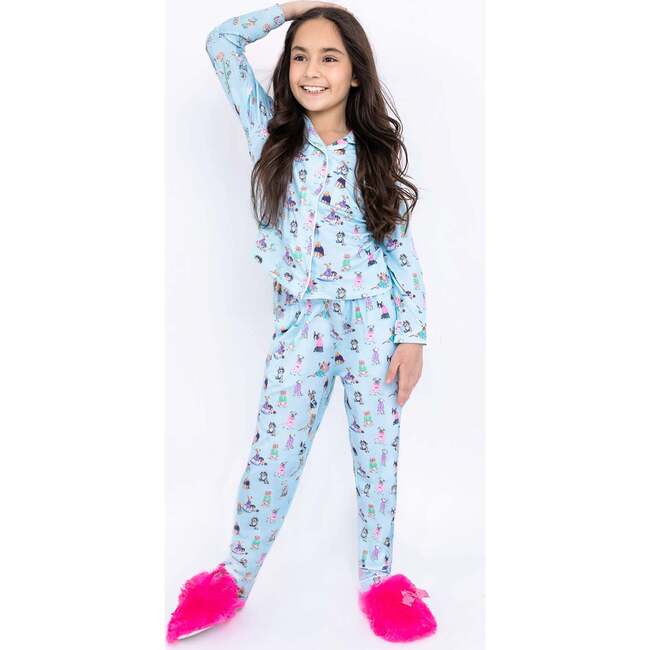 Puppies Long Sleeve Jersey Pajama Pant Set Blue