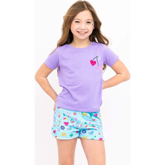 Cherry Hearts Short Sleeve Tee Lavender