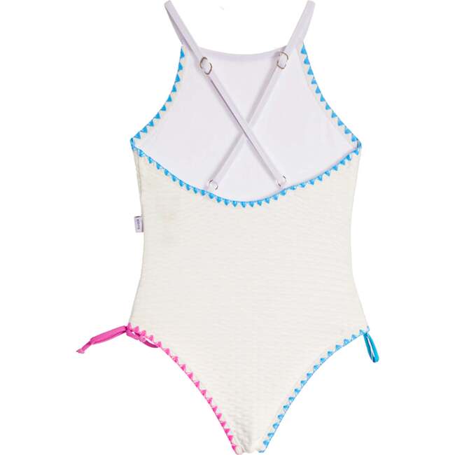 Sari Embroidered Trim One Piece Swimsuit White