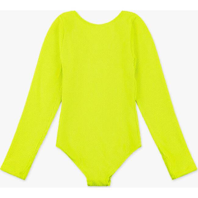 Crinkle Long Sleeve One Piece Swimsuit Lime