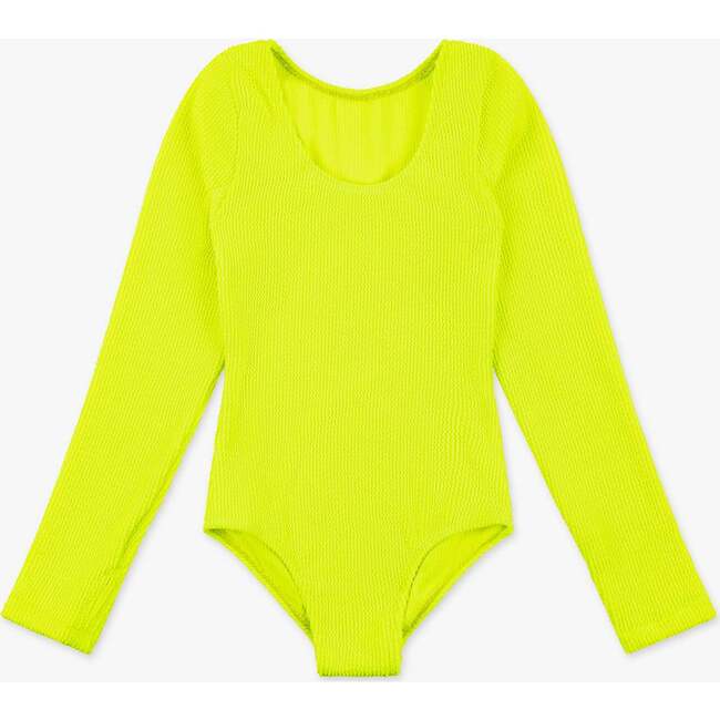 Crinkle Long Sleeve One Piece Swimsuit Lime