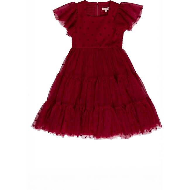 Mini Solange Dress in Burgundy Tulle