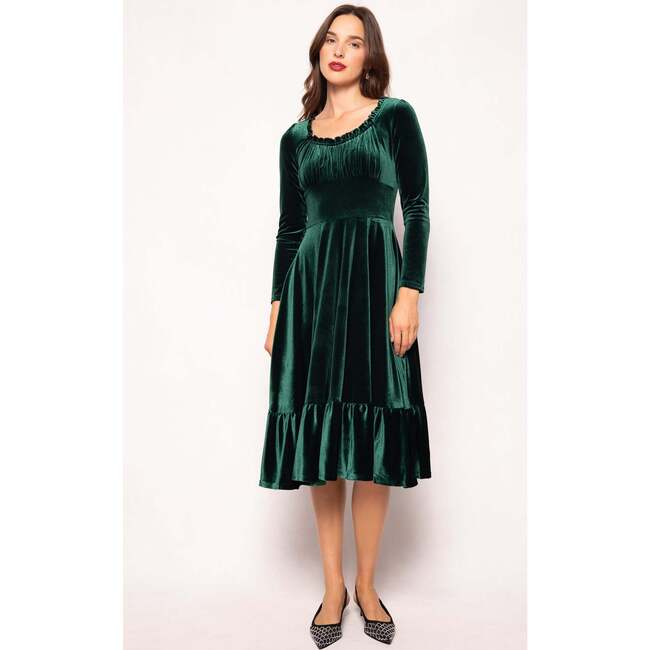 Cypress Dress in Green Velvet - Dresses - 2