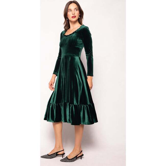 Cypress Dress in Green Velvet - Dresses - 4