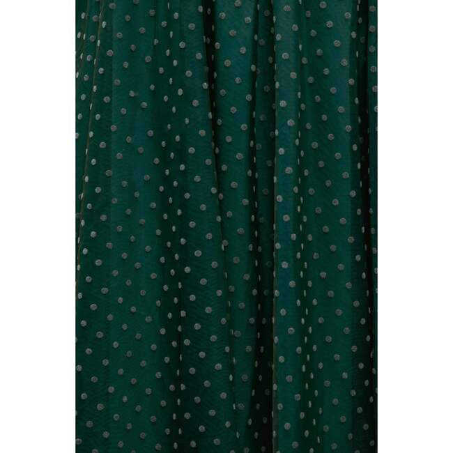 Hattie Dress in Green Flocked Dot Tulle - Dresses - 3