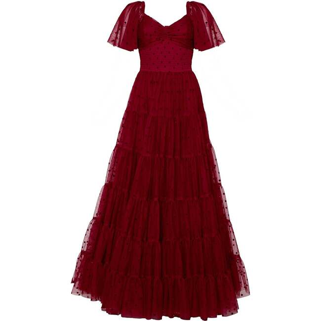 Solange Dress in Burgundy Tulle