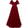Solange Dress in Burgundy Tulle - Dresses - 1 - thumbnail