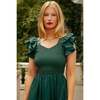 Hattie Dress in Green Flocked Dot Tulle - Dresses - 4 - thumbnail