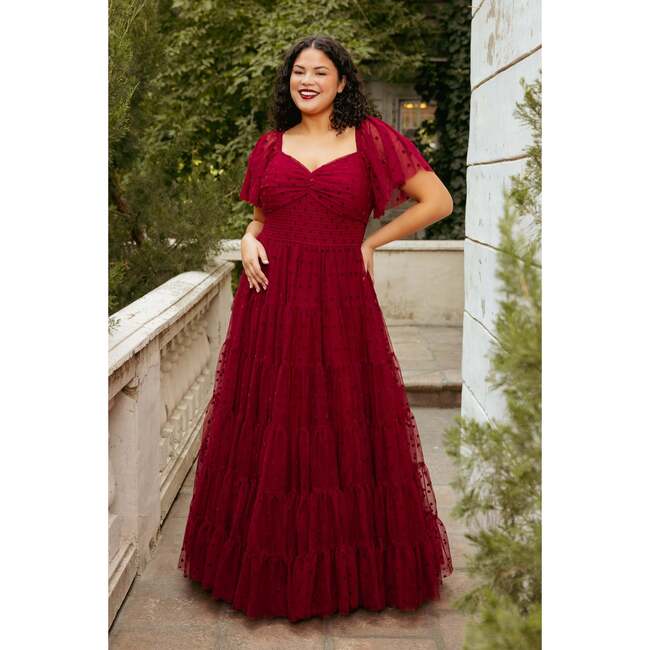 Solange Dress in Burgundy Tulle - Dresses - 2