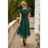 Hattie Dress in Green Flocked Dot Tulle - Dresses - 6 - thumbnail