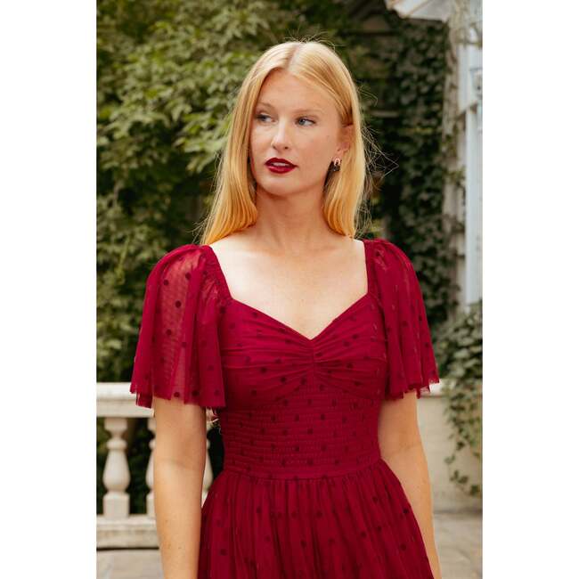 Solange Dress in Burgundy Tulle - Dresses - 5