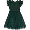 Mini Hattie Dress in Green Flocked Dot Tulle - Dresses - 1 - thumbnail