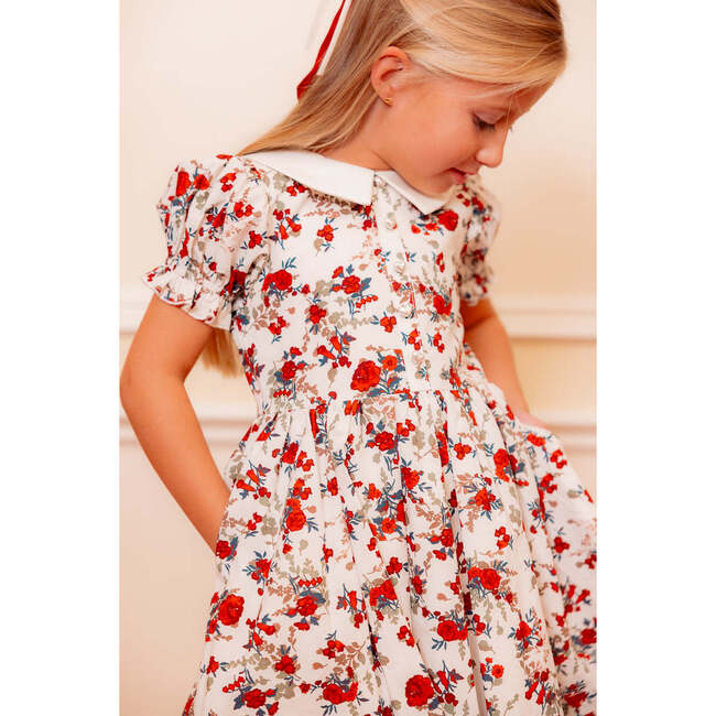 Mini Aveline Dress in Red & Green Rustic Floral - Dresses - 4