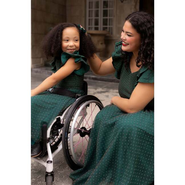 Mini Hattie Dress in Green Flocked Dot Tulle - Dresses - 2