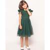 Mini Hattie Dress in Green Flocked Dot Tulle - Dresses - 3 - thumbnail