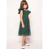 Mini Hattie Dress in Green Flocked Dot Tulle - Dresses - 4 - thumbnail