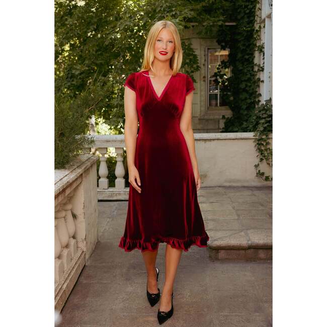 Livia Dress in Burgundy Velvet - Dresses - 2