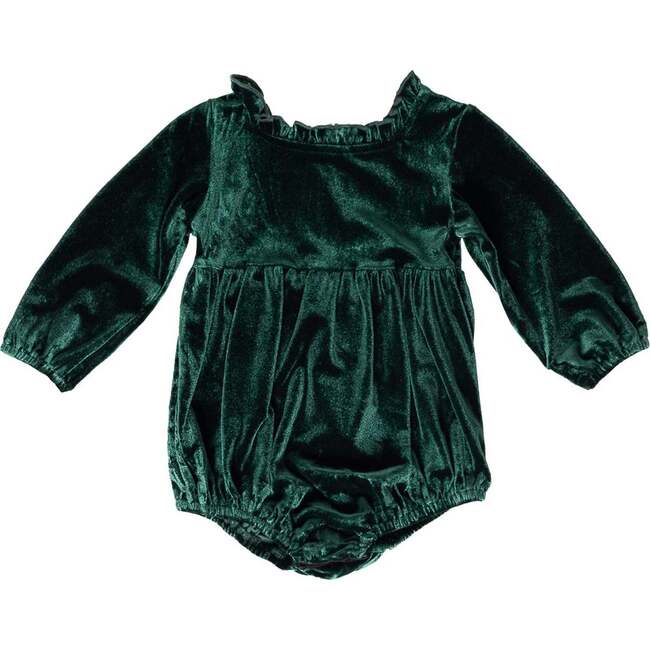 Baby Cypress Romper in Green Velvet