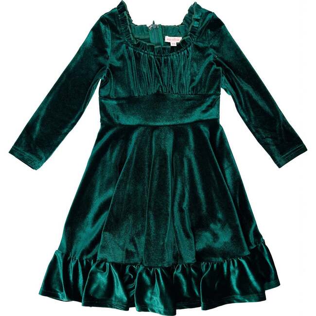 Mini Cypress Dress in Green Velvet