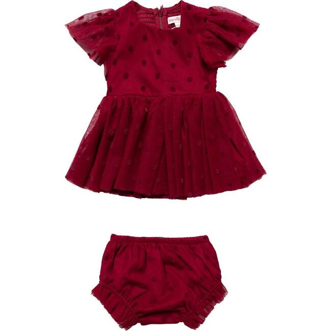 Baby Solange Dress Set in Burgundy Tulle