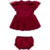 Baby Solange Dress Set in Burgundy Tulle - Dresses - 2 - thumbnail