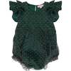Baby Hattie Romper in Green Flocked Dot Tulle - Rompers - 1 - thumbnail